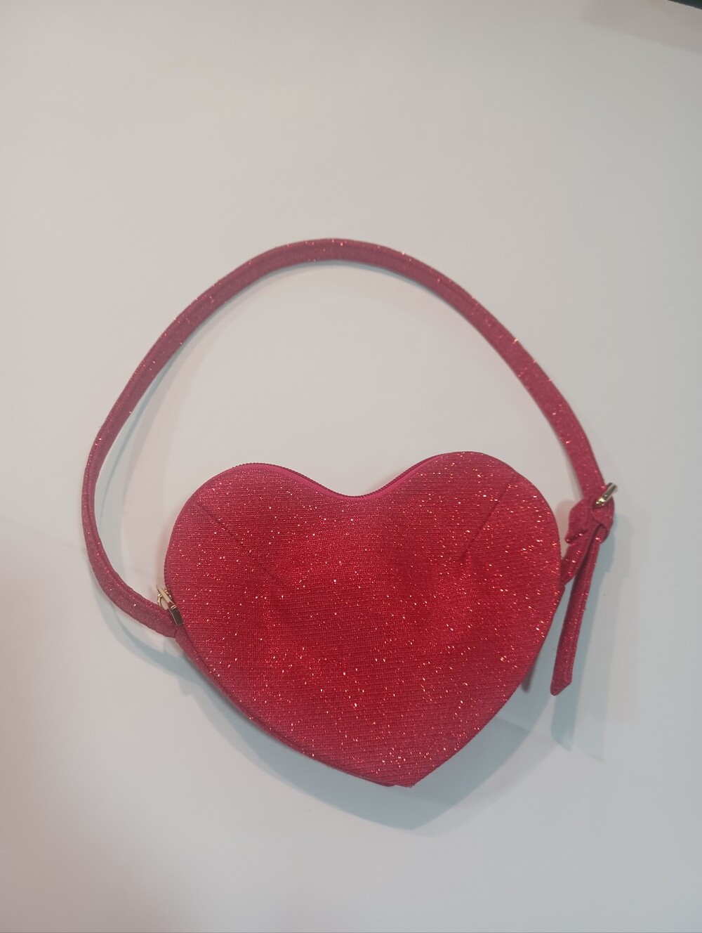 Forever 21 Red Rhinestones Heart Shoulder Bag - Picture 3 of 7